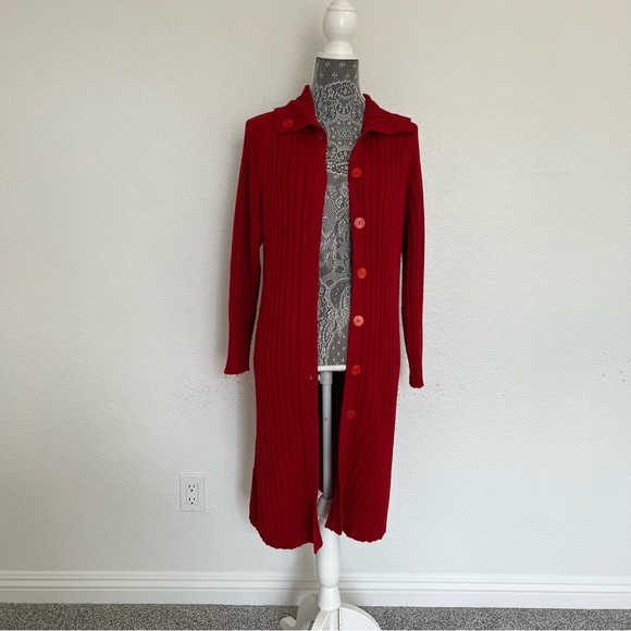 Vintage Irka Red Cardigan 100% SILK AND CASHMERE Gorgeous! Size Medium - Picture 1 of 5